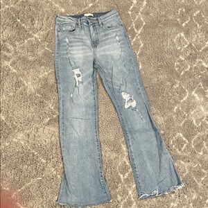 Altar'd State Light Blue Distressed Flare Jeans